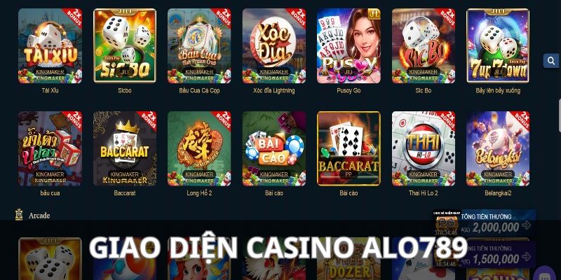 Giao diện casino ALO789 hiện đại, mang đến trải nghiệm mãn nhãn